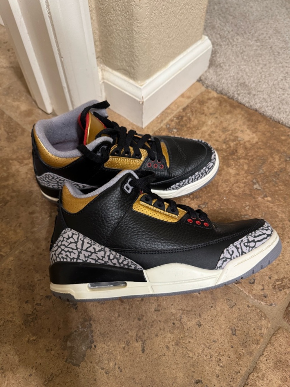 Nike Air Jordan 3 Sneakers in Black Cement Gold